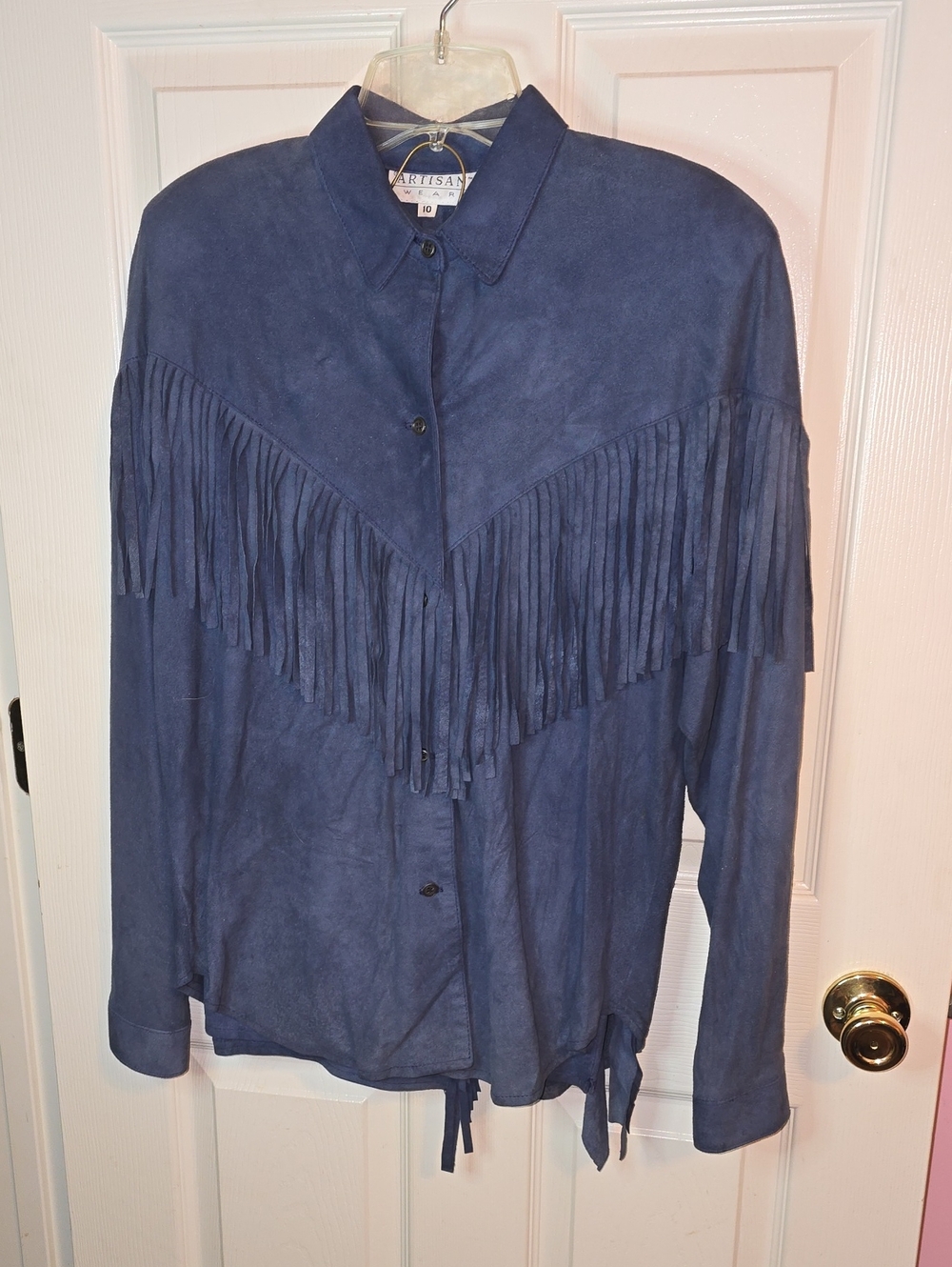 Artisan Navy Suede Fringe Button-Front Jacket & Wrap Skirt Set